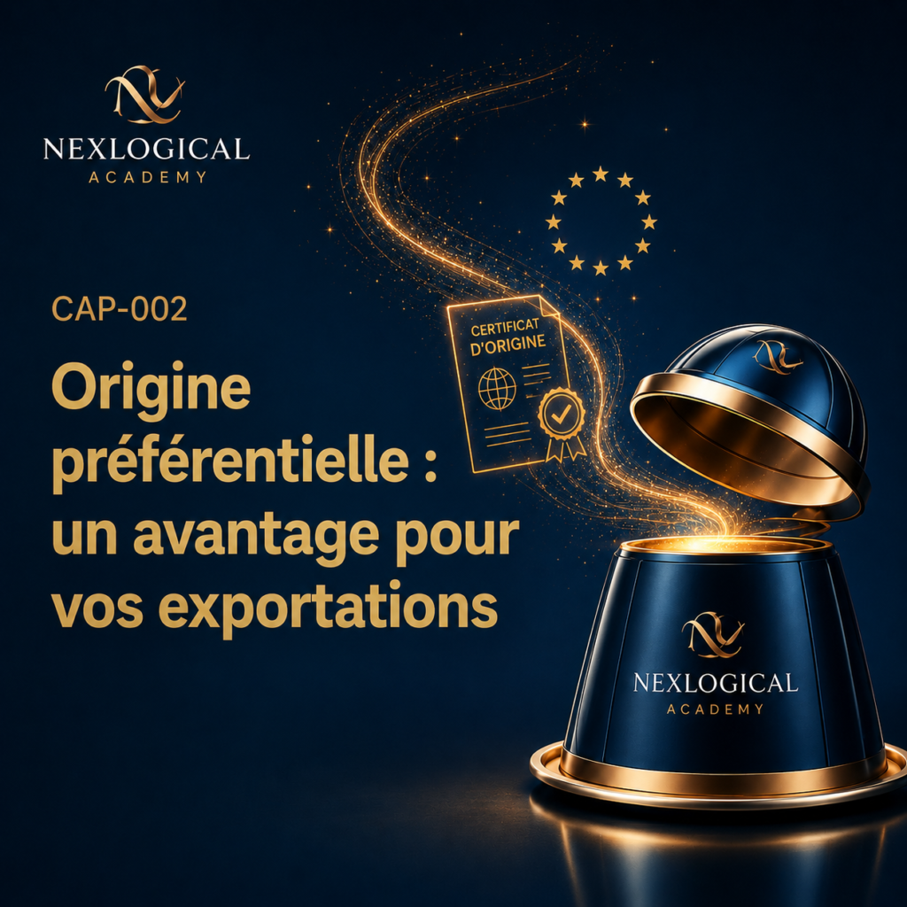 CAP-002 – Origine préférentielle : identifier l’accord applicable et vérifier la règle – capsule pédagogique Nexlogical Academy